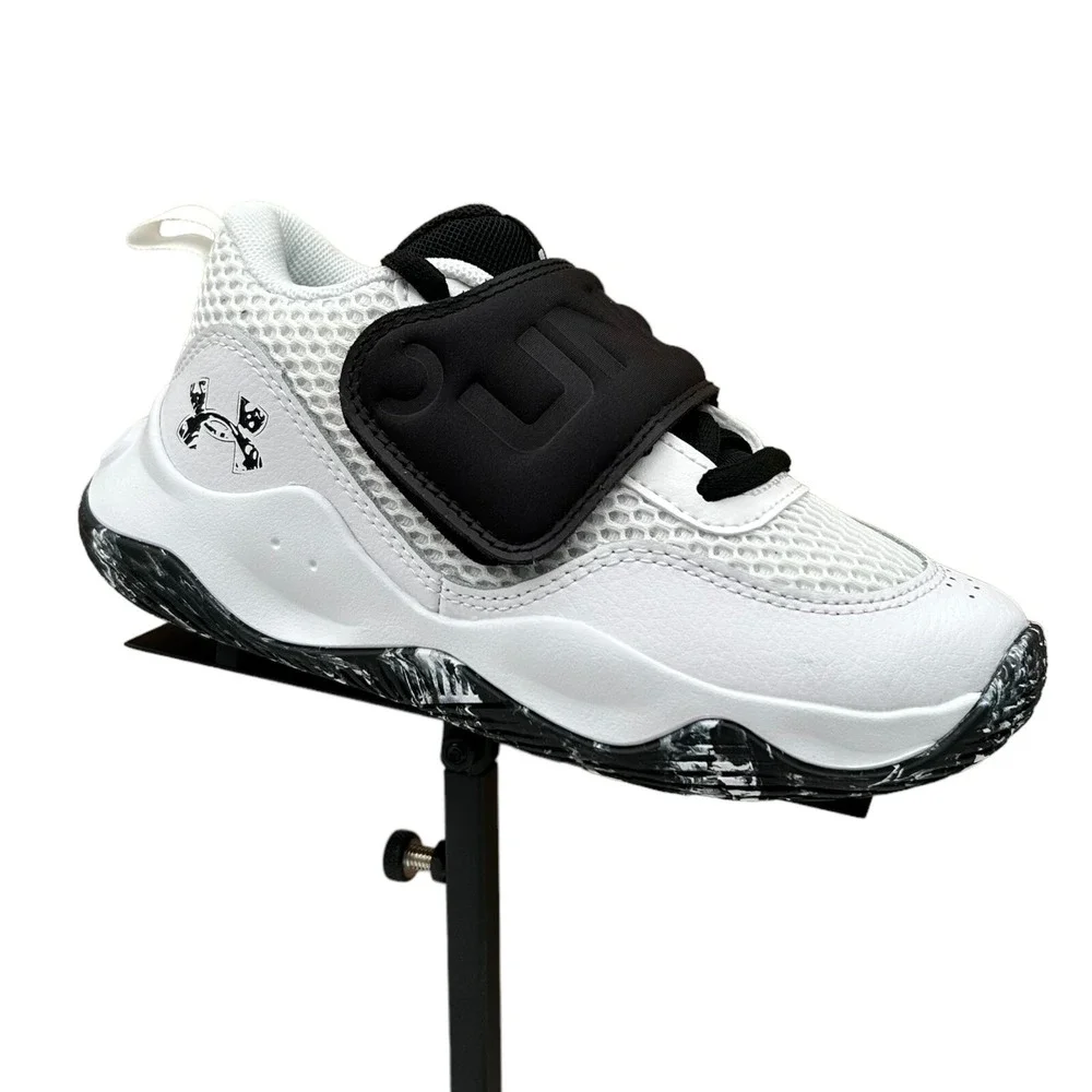 Under Armour Lockdown Youth‎ Boy's Leather Basketball Shoes Size 3Y White/Black